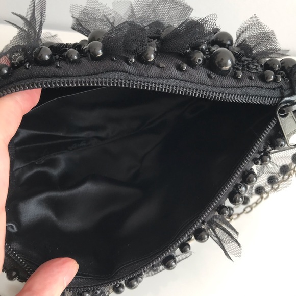 COPY - NWOT Black Mini Bag Patchwork with Black Pearl Sequin and Tulle 90’s Y2K - Picture 10 of 16
